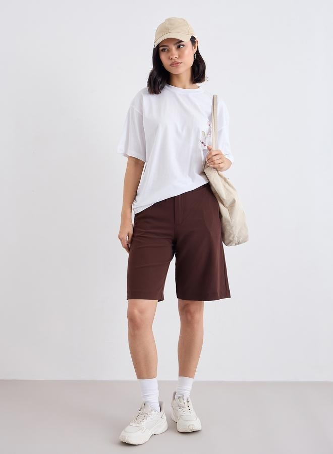 Styli Women White Exaggerated Shoulder Oversized T-Shirt - Image 2